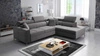 Ecksofa mit Schlaffunktion Nausa III grau rechts Samt stilvolles bequemes Ecksofa verstellbare Kopfstützen Bettzeugcontainer