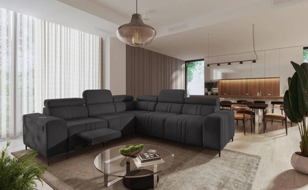 Ecksofa mit Schlaffunktion Castel III Lux graphit links äußerst bequemes Ecksofa für das Wohnzimmer mit ausziehbarer Fußstütze 
