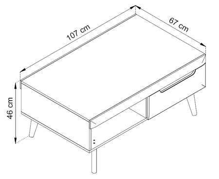 Atka Couchtisch weiß / weiß glänzend / Eiche riviera mit Schubladen modernes Design mit Vollauszug Schubladensystem passt perfekt zu jeder Art von Interieur