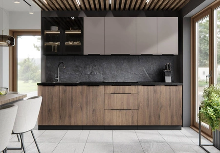 Tarraco / Brianza 260 cm Küchenmöbel-Set Metallkantengriffe Schränke sehen in modernen Interieurs toll aus