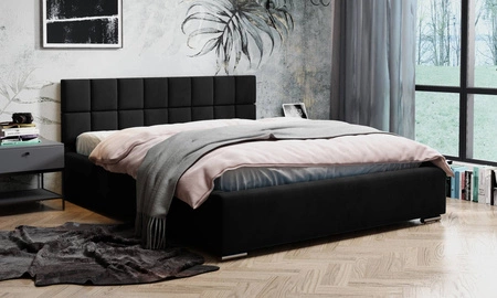 Polsterbett Nessa 180x200 schwarz stilvolles Bett mit Bettzeugablage komfortables Kopfteil begeistert durch sein elegantes Design