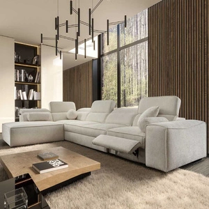 Ecksofa mit Schlaffunktion Viano XI Lux cremefarben links Design-Ecksofa mit ausziehbarem Fußteil und Bettzeugstaufach