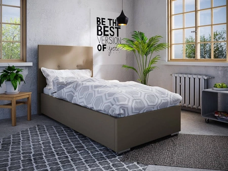 Burgos Polsterbett 80x200 dunkelbeige mit modernem Kopfteil ideal für Jugendzimmer oder kleine Schlafzimmer