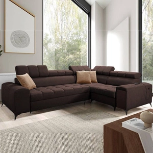 Ecksofa mit Schlaffunktion Bolmso II braun rechtsseitig Ecksofa mit Bettzeugschublade mit Vollauszug in der Möbelseite