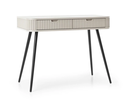 Zoya beige Konsole mit Schubladen stilvolle und funktionale Schminktisch geschwungene massive Form geriffelte Schubladenfronten Metallbeine