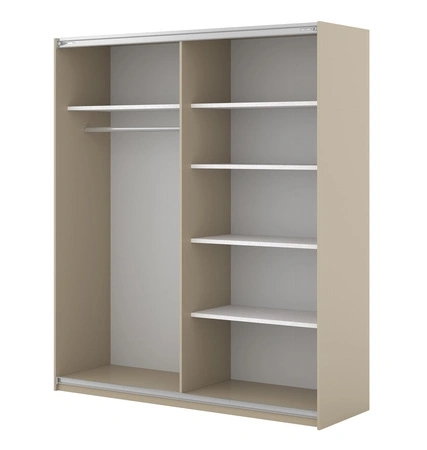 Schiebeschrank Niva 180 cm beige geräumiger Kleiderschrank mit Lamellen verziert ist perfekt für Räume jeder Größe