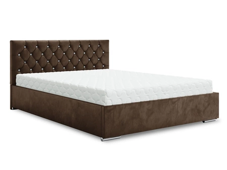 Polsterbett Bauru 180x200 hellbraun mit Container im modernen skandinavischen Stil mit gestepptem Kopfteil mit Kristallen
