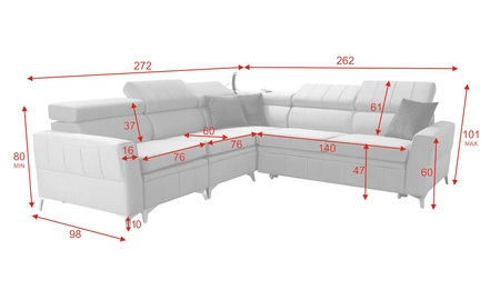 Ecksofa mit Schlaffunktion Rava IV navy blau links Samt Komfort während der täglichen Ruhe Container für Bettzeug