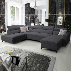Ecksofa mit Schlaffunktion Savona VI graphit rechts elegantes und bequemes Ecksofa für das Wohnzimmer mit zwei Bettkästen