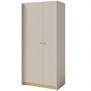 Kleiderschrank Olivio 90 cm sandbeige/geölte Eiche modernes Design ABS-Finish dezente schwarze Griffe