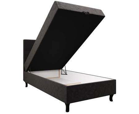 Boxspringbett Melba 90x200 grau Bett im modernen skandinavischen Stil mit gepolstertem Kopfteil Bett mit Staukasten