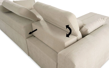 Ecksofa mit Schlaffunktion Cetara beige linke Seite stilvolles Design bequeme verschiebbare Rückenlehne verstellbare Kopfstützen