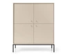 Hohe Kommode Mono 104 cm Beige Minimalistisches Design stilvoller goldener Griff schlichte Form mit metallischen Elementen