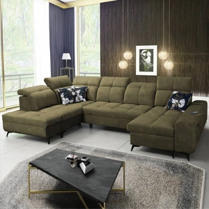 Ecksofa mit Schlaffunktion Buffalo VI olive rechts Funktionelles und stilvolles Ecksofa mit drei Bettkästen