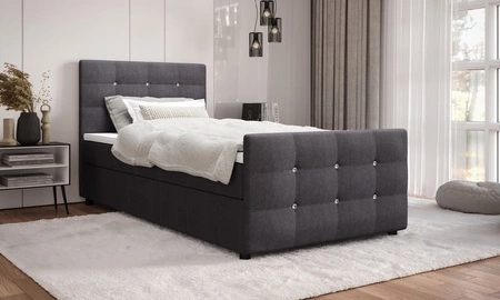 Boxspringbett Kansas 90x200 graphit Bett im modernen skandinavischen Stil mit gepolstertem Kopf- und Fußteil