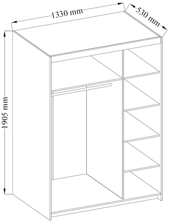 Kleiderschrank Rene 133 cm sandbeige stilvoller Schlafzimmerschrank mit schlichtem klassischem Design kontrastierende schwarze Griffe