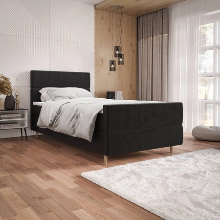 Boxspringbett Benet 100x200 graphit Bett im modernen skandinavischen Stil mit gepolstertem Kopf- und Fußteil, Bett mit Staukasten