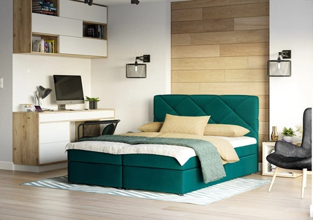 Boxspringbett Luton 160x200 türkis Bett im modernen skandinavischen Stil mit markantem Kopfteil