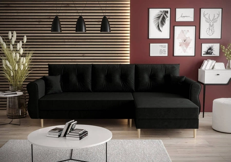 Ecksofa mit Schlaffunktion Wilkins schwarz rechte Seite stilvolles und modernes Design, das sich in jede Einrichtung einfügt