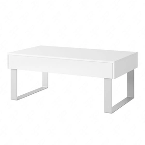 Apulia Couchtisch 100 cm weiß mit Schublade einzigartiges Design einfache Konstruktion auslaufsichere Platte