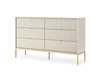 Lovro 154 cm beige Kommode modernes Design wird Liebhaber von ausdrucksstarken Interieurs geriffelte Fronten Gold-Accessoires begeistern