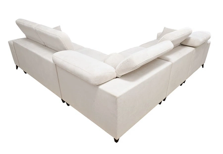 Ecksofa mit Schlaffunktion Penejos III Lux hellgrau links Ecksofa für Wohnzimmer mit ausziehbarem Fußteil Bettwäschecontainer