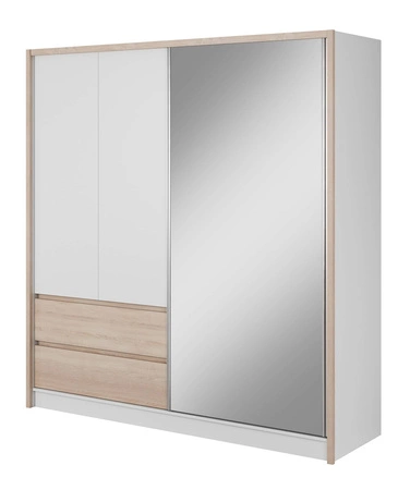 Schiebeschrank Cento 204 cm weiß / Eiche sonoma modernes Design Kleiderschrank ideal für Schlafzimmer Kleiderschrank oder Flur