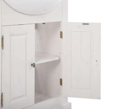 Waschbeckenschrank Romantic 65 cm weiß äußerst eleganter Schrank im klassischen Stil aus Holz Metallgriffe