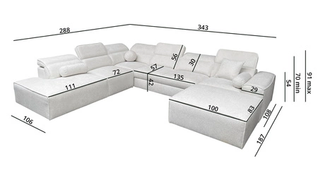 Ecksofa mit Schlaffunktion Viano X patina rechts Design Ecksofa für Wohnzimmer im modernen Stil verstellbare Kopfstützen