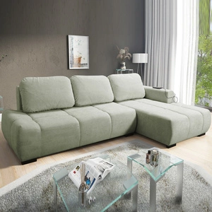 Ecksofa mit Schlaffunktion Sanfte Minze auf der rechten Seite Stilvolles Design Ecksofa, das sich durch seine abgerundete Form auszeichnet