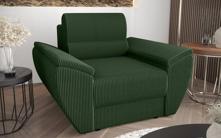 Sessel Fogu grün modernes Design bequemer Sessel für Wohnzimmer Kordstoff mit ausdrucksvollen Streifen breite Armlehnen