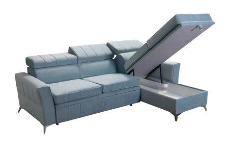 Ecksofa mit Schlaffunktion Rava honey rechts Samt komfortables und funktionelles Ecksofa mit verstellbaren Kopfstützen