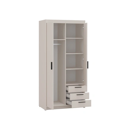 Kleiderschrank Rene 90 cm beige sand modernes Design ABS Einfassung idealer Kleiderschrank für Schlafzimmer oder Ankleidezimmer geräumige Schubladen