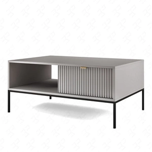 Couchtisch Lovro Grau mit Schubladen Modernes Design oberflächenbeständiger Tisch gegen verschüttete Flüssigkeiten