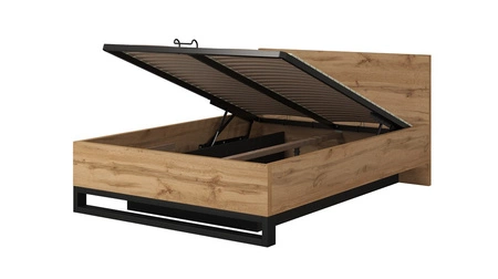 Bett Halle S 140x200 mit Bettzeugablage Eiche wotan stilvolles Design ideales Bett für Schlafzimmer hochwertige Verarbeitung