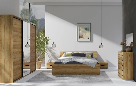 Bett Penelope 160x200 cm mit Bettzeug Container Eiche Katanien funktionelles Möbelstück für ein Schlafzimmer oder Jugendzimmer