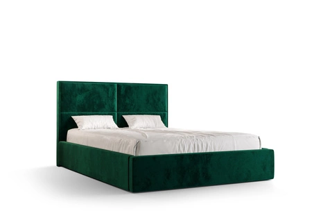 Polsterbett Afrodyta 140x200 mit Stauraum Flaschengrün moderner skandinavischer Stil mit bequemem Kopfteil