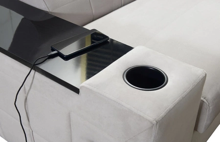 Ecksofa mit Schlaffunktion Belvi IV grau links elegantes und stilvolles Ecksofa für das Wohnzimmer praktischer Stauraum an der Seite