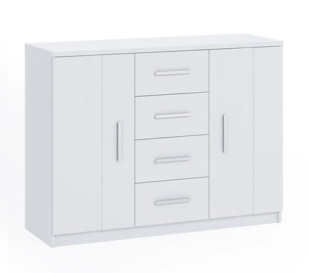Schubladenkommode Rico 120 cm weiß Funktionsmöbel in zeitlosem Design ideal für das Schlafzimmer oder Wohnzimmer