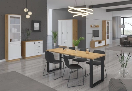 Taunton Tisch 185x67 cm handwerkliche Eiche / schwarz einfache Form von Möbeln mit stilvollen schwarzen Loft-Stil Beine bereichert auslaufsicher Platte