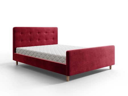 Polsterbett Isara 140x200 kastanienbraun mit Stauraum im modernen skandinavischen Stil mit markantem Kopf- und Fußteil