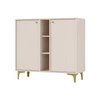 Kioto I Kommode 100 cm beige modernes Design praktische Einlegeböden goldene Griffe Metallbasis