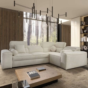 Ecksofa mit Schlaffunktion Viano II crem rechts Designer Ecksofa das sich perfekt in moderne Einrichtungen einfügt