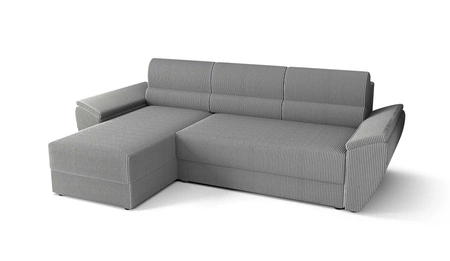 Ecksofa mit Schlaffunktion Fogu II Grau Esche links Stilvolles Ecksofa mit bequemen Armlehnen und einem Bettkasten