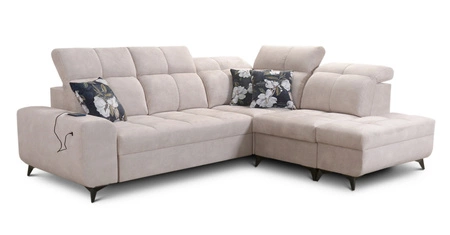 Ecksofa mit Schlaffunktion Buffalo VII honig rechts stilvolles Ecksofa mit Bettzeugcontainern Velourstoff