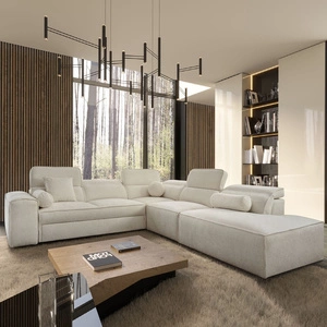 Ecksofa mit Schlaffunktion Viano IX creme rechts stilvolles Ecksofa mit Bettzeugcontainer ideales Möbelstück für ein großes Wohnzimmer