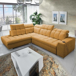 Ecksofa mit Schlaffunktion Luigi VII honey linke Seite komfortables Schlafsofa in einer modernen Form