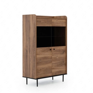 Apallo 90 cm breit Schrank in Eiche Brandy Castello Original massiv auf Metallbeinen Elemente der sicheren gehärtetem Glas gesetzt