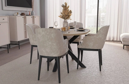 Lyon Tisch 100x138 cm Eiche lindberg / schwarz stilvoller Esstisch auf Designer-Spinnenbeinen höhenverstellbar