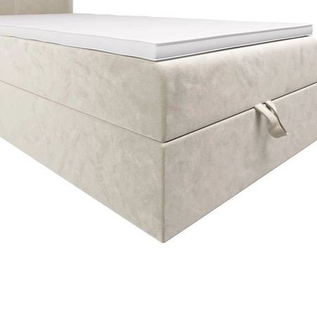 Boxspringbett Arvada 100x200 beige Bett im modernen skandinavischen Stil mit gepolstertem Kopfteil Bett mit Staukasten